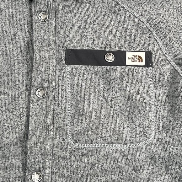 North Face Gordon Lyons Fleece Snap Button Shirt Jacket Mens Small Shacket Gray - Picture 8 of 13